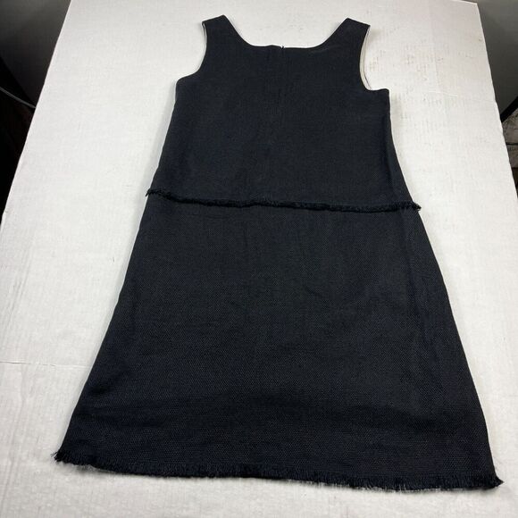 'S Max Mara Shift Dress Black Sleeveless Fringe Back Zip Work Casual Size 6/8 - Picture 10 of 12